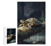 Puzzles 1000 PCS pour Adolescents Turtle on A Mossy Log at Night Puzzles pour Adultes À Monter Soi-même - Jeux Éducatifs Et Amusants en Famille 1000 PCS