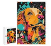 Puzzles 1000 PCS pour Adolescents Vibrant Golden Retriever Pop Art Bright and Cheerful Dog Print Golden Retrieve Dog Portrait Puzzle pour Adultes : Un Jeu Manuel Amusant Et Humoristique pour Un Anni