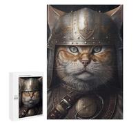 Puzzles 1000 PCS pour Adolescents Viking Cat Wearing Helmet Jeu De Puzzle Casse-tête Anti-Stress Stimulant À Compléter 1000 PCS
