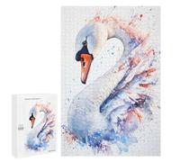 Puzzles 1000 PCS pour Adolescents Watercolor Swan with Splashes Puzzle pour Adultes : Un Jeu Manuel Amusant Et Humoristique pour Un Anniversaire Ou Noël 1000 PCS