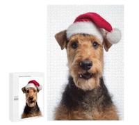 Puzzles 1000 PCS pour Adolescents Welsh Terrier Dog with Santa Hat Portrait Puzzles pour Adultes À Monter Soi-même - Jeux Éducatifs Et Amusants en Famille 1000 PCS