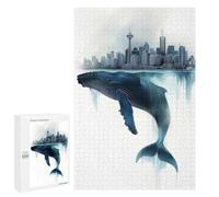 Puzzles 1000 PCS pour Adolescents Whale and Cityscape Puzzles pour Adultes Jeu De Réflexion Cadeau d'anniversaire Difficile À Compléter 1000 PCS