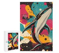 Puzzles 1000 PCS pour Adolescents Whale in Space Majestic Whale Pop Art Vibrant and Dynamic Whale Design Puzzles pour Adultes À Monter Soi-même - Jeux Éducatifs Et Amusants en Famille 1000 PCS