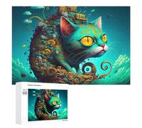 Puzzles 1000 PCS pour Adolescents Whimsical Cat Island Fantasy Puzzles pour Adultes Jeux Relaxants Difficulté Défi Éducatif Difficile 1000 PCS