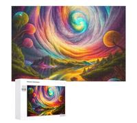 Puzzles 1000 PCS pour Adolescents Whirling Rainbow Portal in Fantasy Landscape Puzzles pour Adultes Jeux Relaxants Difficulté Défi Éducatif Difficile 1000 PCS