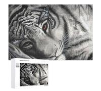 Puzzles 1000 PCS pour Adolescents White Tiger with Butterfly Artistic Fusion Jeux De Puzzle Relaxants Améliorent La Mémoire Offrez-Les en Cadeau À Toute La Famille 1000 PCS