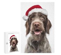 Puzzles 1000 PCS pour Adolescents Wirehaired Pointing Griffon Dog with Santa Hat Portrait Puzzles pour Adultes À Monter Soi-même - Jeux Éducatifs Et Amusants en Famille 1000 PCS