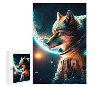 Puzzles 1000 PCS pour Adolescents Wolf Astronaut in Space -1 Puzzle pour Adultes : Un Jeu Manuel Amusant Et Humoristique pour Un Anniversaire Ou Noël 1000 PCS