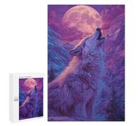 Puzzles 1000 PCS pour Adolescents Wolf Howling at Full Moon Poster Puzzles pour Adultes Améliore La Mémoire Défi Éducatif Réduction du Stress Cadeaux 1000 PCS