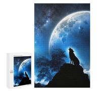Puzzles 1000 PCS pour Adolescents Wolf Howling at Moon Puzzles pour Adultes Décoration Murale Jouet Difficile, Difficile, Stimulant À Compléter 1000 PCS