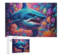 Puzzles 1000 PCS pour Adultes Colorful Underwater Shark Scene -1 Puzzle, Jouet, Décoration Murale, mais Amusant Et Humoristique, Cadeau d'anniversaire Unique 1000 PCS