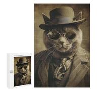 Puzzles 1000 PCS pour Adultes Cool Vintage Cat Jeu De Puzzle Casse-tête Cadeaux pour Femmes Activités Amusantes À La Maison 1000 PCS