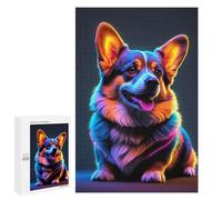 Puzzles 1000 PCS pour Adultes Corgi Dog Neon Adolescents Puzzles Jeu Manuel Découpe De Précision Aide À Stimuler Le Cerveau 1000 PCS