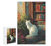 Puzzles 1000 PCS pour Adultes Cozy Reading Nook with White Cat Puzzles pour Adolescents Activités Familiales Défi Éducatif Jeu Stimulant Et Divertissement en Famille 1000 PCS