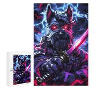 Puzzles 1000 PCS pour Adultes Dog Miniature Schnauzer Samurai Warrior Puzzle pour Adultes Jeux De Détente Course De Vitesse Manuelle pour Anniversaire, Noël 1000 PCS