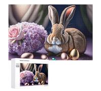 Puzzles 1000 PCS pour Adultes Easter Bunny with Flowers Puzzle, Jouet, Décoration Murale, mais Amusant Et Humoristique, Cadeau d'anniversaire Unique 1000 PCS
