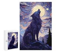 Puzzles 1000 PCS pour Adultes Howling Wolf Starry Night Adolescents Puzzles Jeu Manuel Découpe De Précision Aide À Stimuler Le Cerveau 1000 PCS