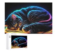 Puzzles 1000 PCS pour Adultes Neon Cat Glowing Artwork Puzzle, Jouet, Décoration Murale, mais Amusant Et Humoristique, Cadeau d'anniversaire Unique 1000 PCS