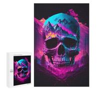 Puzzles 1000 PCS pour Adultes Neon Mountain Skull Artwork Adolescents Puzzles Jeu Manuel Découpe De Précision Aide À Stimuler Le Cerveau 1000 PCS