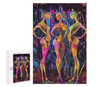 Puzzles 1000 PCS pour Adultes Neon Radiance - The Three Muses in A Futuristic Glow Puzzles pour Adultes Jeux Amusants Vacances À La Maison Passer Le Temps pour Un Anniversaire, Noël 1000 PCS