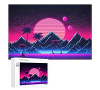 Puzzles 1000 PCS pour Adultes Neon Retro Sunset Landscape Puzzle, Jouet, Décoration Murale, mais Amusant Et Humoristique, Cadeau d'anniversaire Unique 1000 PCS
