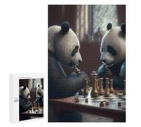 Puzzles 1000 PCS pour Adultes Panda Bears Playing Chess Adolescents Puzzles Jeu Manuel Découpe De Précision Aide À Stimuler Le Cerveau 1000 PCS