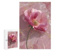 Puzzles 1000 PCS pour Adultes Pink Poppy on Marble Background Puzzles pour Adolescents Activités Familiales Défi Éducatif Jeu Stimulant Et Divertissement en Famille 1000 PCS