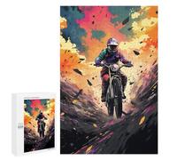 Puzzles 1000 PCS pour Adultes Rider in Action Motorcycle Speed Artwork Puzzles pour Adolescents Activités Familiales Défi Éducatif Jeu Stimulant Et Divertissement en Famille 1000 PCS