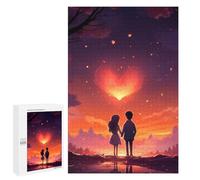 Puzzles 1000 PCS pour Adultes Romantic Sunset Heart Puzzles pour Adolescents Activités Familiales Défi Éducatif Jeu Stimulant Et Divertissement en Famille 1000 PCS
