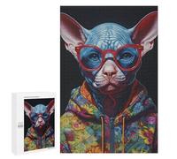 Puzzles 1000 PCS pour Adultes Sphynx Cat with Sunglasses Adolescents Puzzles Jeu Manuel Découpe De Précision Aide À Stimuler Le Cerveau 1000 PCS