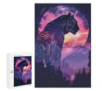 Puzzles 1000 PCS pour Adultes Tiger Silhouette Galaxy Puzzles pour Adultes Jeux Amusants Vacances À La Maison Passer Le Temps pour Un Anniversaire, Noël 1000 PCS