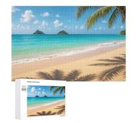 Puzzles 1000 PCS pour Adultes Tropical Beach with Palm Tree Shadows Puzzle pour Adultes - Jouets Anti-Stress - Améliore La Mémoire pour Les Joueurs 1000 PCS