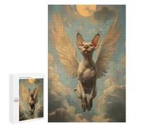 Puzzles 1000 PCS pour Adultes Winged Sphynx Cat Angelic Sphynx Cat Adolescents Puzzles Jeu Manuel Découpe De Précision Aide À Stimuler Le Cerveau 1000 PCS