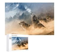 Puzzles 1000 PCS pour Adultes Wolves Howling Under A Mystical Moon Puzzle, Jouet, Décoration Murale, mais Amusant Et Humoristique, Cadeau d'anniversaire Unique 1000 PCS