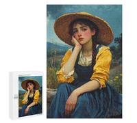 Puzzles 1000 PCS pour Adultes Young Woman in A Straw Hat Adolescents Puzzles Jeu Manuel Découpe De Précision Aide À Stimuler Le Cerveau 1000 PCS