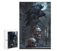 Puzzles 1000 PCS Raven and Goth Skulls 2 Puzzles pour Adolescents Jeux Relaxants Défi Difficile Cadeaux Uniques d'anniversaire Et De Noël 1000 PCS