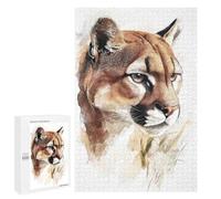 Puzzles 1000 PCS Watercolor Cougar Portrait Puzzles pour Adolescents Jeux Relaxants Défi Difficile Cadeaux Uniques d'anniversaire Et De Noël 1000 PCS