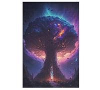 Puzzles 1000 Pièces Adulte Arbre de Vie Cosmique Puzzle en Bois pour Adolescents Jouets Créatifs Décoration De La Maison （78×53cm）