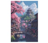 Puzzles 1000 Pièces Adulte Art Japonais du Cerisier Puzzle en Bois pour Adolescents Puzzle Jouets Créatifs Puzzles Décoration De La Maison