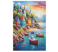 Puzzles 1000 Pièces Adulte Chalet en Bord de mer Puzzle en Bois pour Adolescents Puzzle Jouets Créatifs Puzzles Décoration De La Maison (78×53cm)