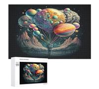 Puzzles 1000 Pièces Adulte planète colorée Puzzle en Bois pour Adolescents Jouets Créatifs Décoration De La Maison （75×50cm）