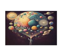 Puzzles 1000 Pièces Adulte Planète colorée Puzzle en Bois pour Adolescents Jouets Créatifs Décoration De La Maison （75×50cm）