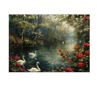 Puzzles 1000 Pièces Adultes Fleurs Lac Cygnes 75 x 50 cm Jeu Educatif Puzzle Impossible Puzzle Adultes 1000 Pièces Puzzles