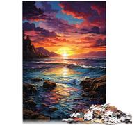 Puzzles 1000 pièces Adultes Jeu Fantastique de Coucher de Soleil sur la Plage Jouets la Famille Cadeau 26x38 cm décoration d'intérieur Unique et Cadeaux Adolescents de 14 Ans et Plus