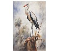 Puzzles 1000 Pièces Adultes, Puzzle De Jeu, Cigogne Planche De Bois, Excellent Cadeau pour Enfants 78×53cm