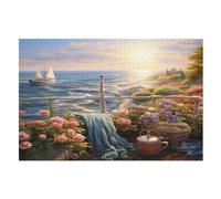 Puzzles 1000 Pièces Adultes, Puzzle De Jeu, Sunset Over The Harbour Planche De Bois, Excellent Cadeau pour EnfFourmis （75×50cm）