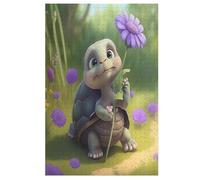 Puzzles 1000 Pièces Adultes, Puzzle De Jeu, Tortue Mignonne Planche De Bois, Excellent Cadeau pour Enfants 78×53cm