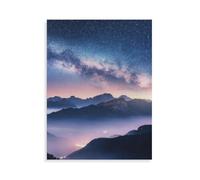 Puzzles 1000 Pièces Adultes，Regard Imaginaire sur l'univers au-Dessus du Brouillard et du Ciel Nocturne dans Les Montagnes.，Puzzles Enfants, Loisirs Créatifs Jeu Educatif Jouets en Papier -AP23