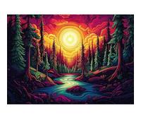 Puzzles 1000 Pièces Adultes Rivières Forêt Soleil 75 x 50 cm Jeu Educatif Puzzle Impossible Puzzle Adultes 1000 Pièces Puzzles