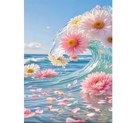 Puzzles 1000 Pièces Adultes Vagues Fleurs Roses 75 x 50 cm Jeu Educatif Puzzle Impossible Puzzle Adultes 1000 Pièces Puzzles